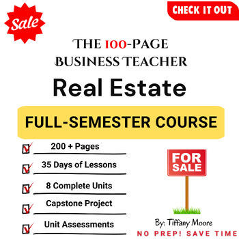 Real Estate full-semester curriculum cover, 200+ pages, high school CTE course
