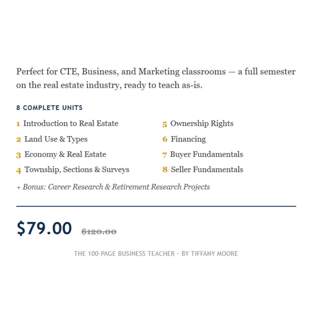 Real Estate course description: 8 units covering the real estate industry, $79 Real Estate course description: 8 units covering the real estate industry, $79