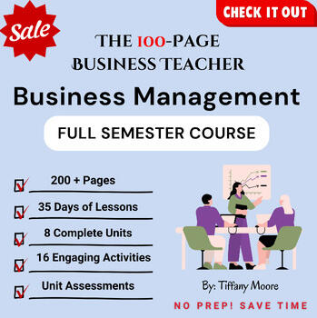 Business Management full-semester curriculum cover, 200+ pages, high school CTE course